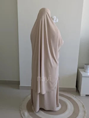 Jilbab 2 Pieces Set - Beige - Image 2
