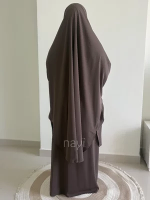 Jilbab 2 Pieces Set - Taupe - Image 2